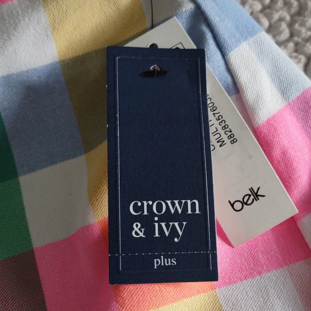 NWT Crown & Ivy Pastel Plaid Skort 16W